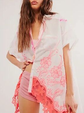 FP INTIMATELY Day Glow Midi Oversized Shirt, Size S